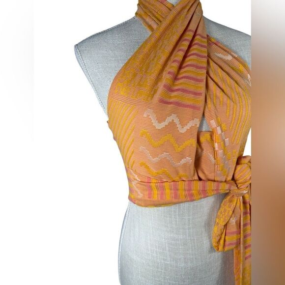 Eva Franco Anthropologie Citrus Orange Knit Summer Wrap Halter Top - Picture 4 of 9